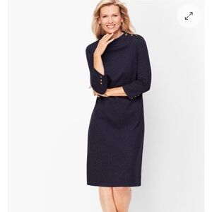 NWT Talbots HEATHERED SHIFT DRESS navy blue speckled